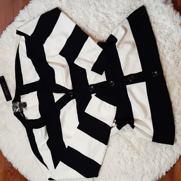 Cyrus Sweaters - Cyrus Black White Stripe Button Down Cardigan Size Medium NWT